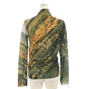 Ameri VINTAGE 22AW CAMILA SHEER CUT TOP カットソー 長袖 ボトルネック ハイネック 総柄 インナー付き F カーキ