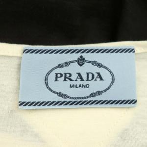PRADA 22年 バイカラーロゴジャージーノースリーブワンピース ロング XS オフホワイト ブラック