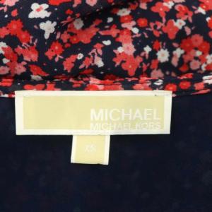 MICHAEL Michael Kors 花柄カシュクールワンピース ロング 半袖 総柄 XS 紺 ネイビー マルチカラー