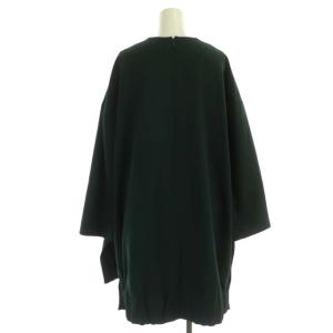 ENFOLD 21AW ダブルクロス ギャザーヘム BIG PULLOVER プルオーバー カットソー チュニック 長袖 38 緑 グリーン
