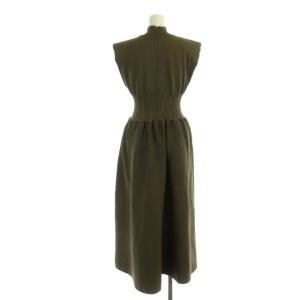 CELFORD 22SS コルセットデザインニットワンピース ノースリーブ ロング ボトルネック 38 カーキ