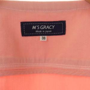 M'S GRACY ノーカラーデニムジャケット ジージャン ショート 薄手 リボン 38 ピンク