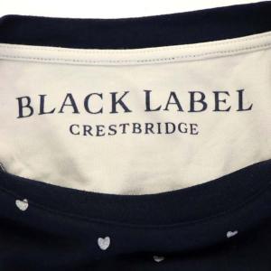 BLACK LABEL CRESTBRIDGE コットン ハートプリント Tシャツ カットソー 半袖 3 紺 白 ネイビー ホワイト