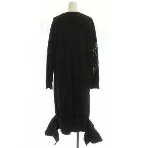 AKIRANAKA Dana graphic knit dress ニットワンピース ロング 長袖 切替 1 黒 白 ブラック ホワイト