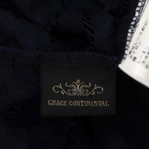 GRACE CONTINENTAL 21AW フラワーレースノースリーブワンピース ロング バンドカラー 38 紺 ネイビー