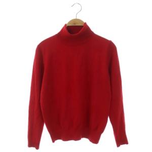 ウール シルク タートルネックニット セーター 長袖 38 赤 レッド