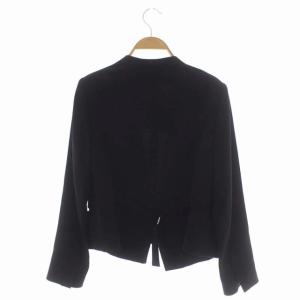 Theory ROSINA CREPE SUB ELFINIS ノーカラーショートジャケット 背抜き ノーボタン 2 黒 ブラック