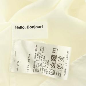 L'Appartement ハローボンジュール Hello Bonjour 23SS No Collar シャツ 長袖 コットン 白 ホワイト