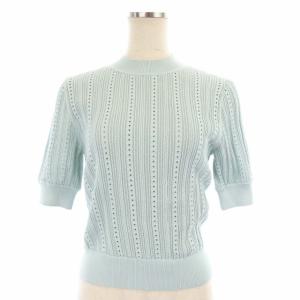 21SS アイレットレースハーフスリーブ プルオーバー  ニット カットソー 半袖 38 ミントグリーン