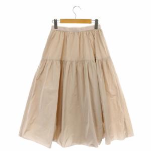 ANAYI 21SS タフタティアードギャザースカート ミモレ ロング 36 ピンクベージュ