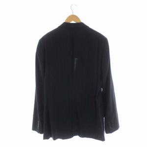 ARMANI COLLEZIONI マルチストライプ 背抜きテーラードジャケット 2B 52 紺 ネイビー