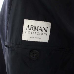 ARMANI COLLEZIONI マルチストライプ 背抜きテーラードジャケット 2B 52 紺 ネイビー
