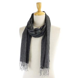 Ermenegildo Zegna マフラー ストール フリンジ シルク カシミヤ混 黒 ブラック