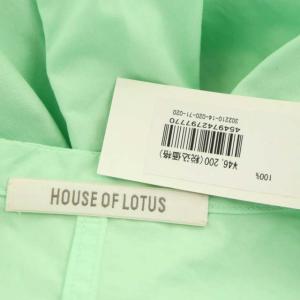 HOUSE OF LOTUS 22SS ボタニカルダイフレアシャツワンピース ロング 長袖 バンドカラー M ライトグリーン