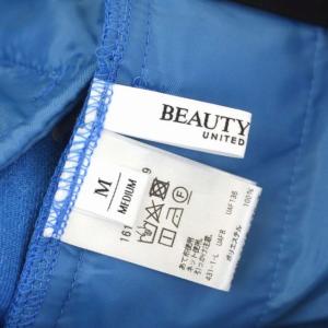 BEAUTY&YOUTH UNITED ARROWS ポリエステル ツイードライクスリムストレート パンツ タック ジッパーフライ M ライトブルー