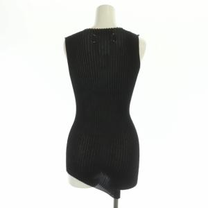 Maison Margiela マルタンマルジェラ 21SS 白タグノースリーブ ニット カットソー リブ 変形 M 黒 ブラック