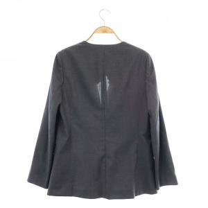 ANAYI 21AW ウールポプリン ノーカラージャケット 背抜き シングル 38 チャコールグレー