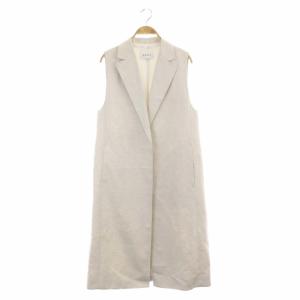 アナイ 21SS リネンコンツイルボタンレスジレ ベスト ロング 38 ライトグレー