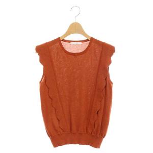 22SS サイドスカラップラメ プルオーバー ニット カットソー ノースリーブ 38 オレンジ
