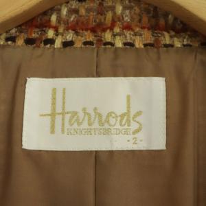 Harrods ツイード ロングコート ステンカラー 2 マルチカラー