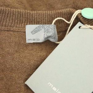 malo カシミヤニットワンピース ロング 長袖 Vネック 46 茶色 ブラウン