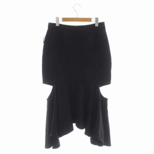 GIVENCHY サイドカットアウトフレアタイトスカート ロング デザイン 44 黒 ブラック
