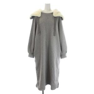 22AW エコファー付裏毛ワンピース スウェット ロング 長袖 ラウンドヘム 36 グレー アイボリー