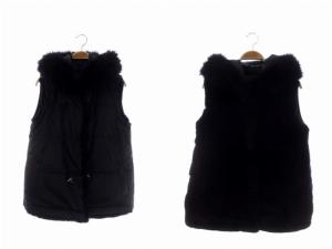 マルチwayダウンコート ダウンベスト リバーシブル アウター ファー 38 黒 ブラック