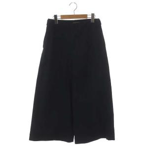 WASHED YARN DYE COTTON POPLIN パンツ ワイド フレア コットン 2 紺 ネイビー