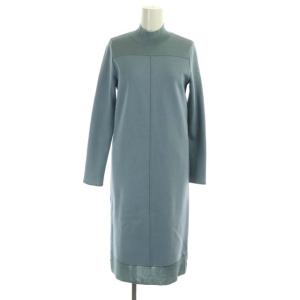21AW スムースジャージーニットコンビワンピース ロング 長袖 ボトルネック ウール 34 ライトブルー ミントブルー