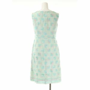 TOCCA 20th Anniversary 刺繍ワンピース ノースリーブ タイト ロング ボートネック 総柄 0 水色 ライトブルー