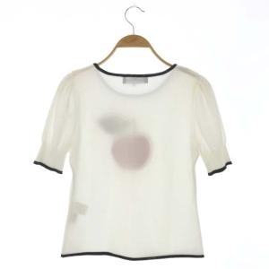 M'S GRACY リンゴ スパンコール 半袖カットソー ニット 半袖 38 白 赤 黒