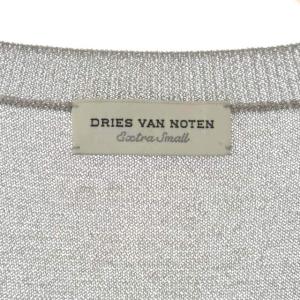 DRIES VAN NOTEN クルーネック ラメ カーディガン ニット 長袖 XS ライトグレー シルバー