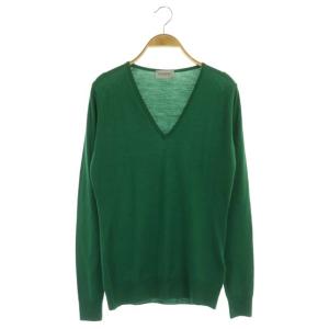 ウール Vネック ニット カットソー 長袖 M 緑 グリーン