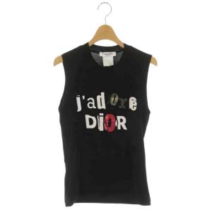 BOUTIQUE JADORE ノースリーブカットソー Tシャツ プリント F38 ブラック