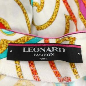 LEONARD fashion ペイズリービジュープリントトップス カットソー フレンチスリーブ プルオーバー M 白 マルチカラー