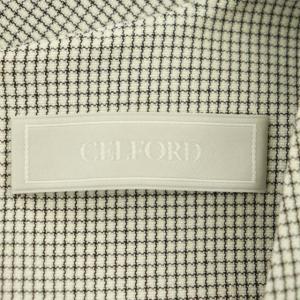 CELFORD 22AW ツイストワンピース ロング 七分袖 チェック柄 34 白 黒 ホワイト ブラック