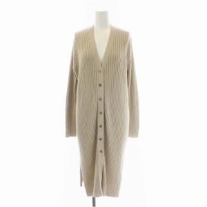 23区 vingt-trois オーガニックコットン ロングカーディガン ニット 長袖 リブ Vネック 38 ベージュ