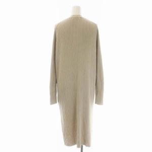 23区 vingt-trois オーガニックコットン ロングカーディガン ニット 長袖 リブ Vネック 38 ベージュ