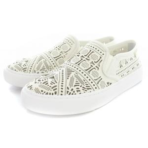 TORY BURCH パンチング スリッポン レザー 7.5M 24.5cm 白 ホワイト