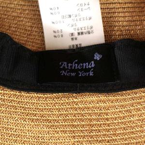 Athena New York ペーパーハット 麦わら帽子 リボン 茶 ブラウン