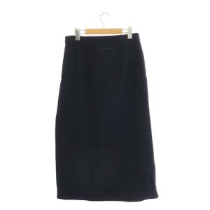 Martin Margiela 6 MM6 ウール スリットロングスカート タイト 40 紺 ネイビー