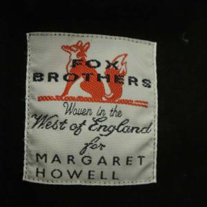 MARGARET HOWELL × FOX BROTHERS ウール ワイドパンツ タック 2 黒 ブラック