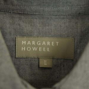 MARGARET HOWELL コットン シャツ ブラウス 長袖 2 グレー