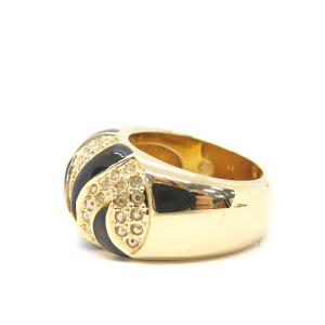 SWAROVSKI リング 指輪 ストーン 10号 ゴールド色 黒 ブラック