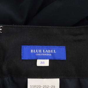 BLUE LABEL CRESTBRIDGE チェック柄リボン付きワイドパンツ タック 38 紺 ネイビー