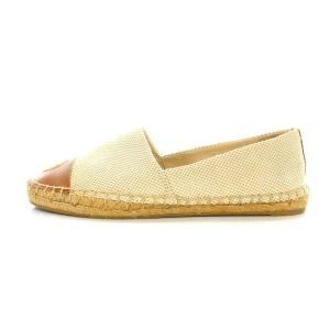 TORY BURCH スリッポン シューズ エスパドリーユ キャンバス レザー 5.5 22.5cm ベージュ