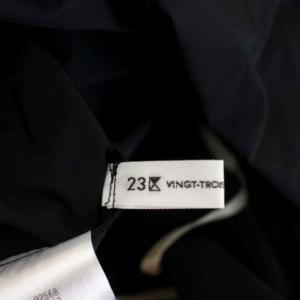 23区 vingt-trois 23SS ボーダー切替ワンピース 七分袖 ロング 38 白 黒 ホワイト ブラック