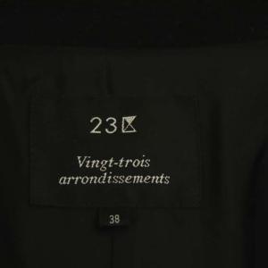 23区 vingt-trois ウールチェスターコート アウター ロング 38 黒 ブラック
