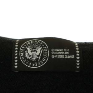 HYSTERIC GLAMOUR RAMONES ジップ パーカー フード プリント F 黒 ブラック オフホワイト